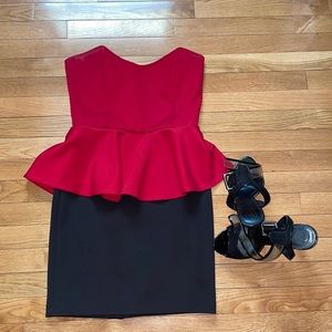 Bebe red and black midi dress size M